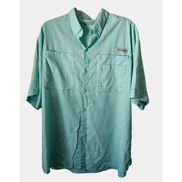 Columbia Omni-Wick Vented Shirt Men’s XL Green Short Sleeve Button Front Fishing - Picture 1 of 5